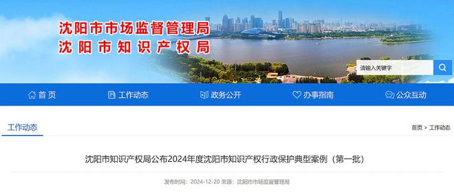 沈阳市知识产权局公布2024年度知识产权行政保护典型案例(第一批)